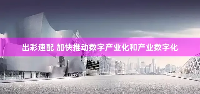 出彩速配 加快推动数字产业化和产业数字化